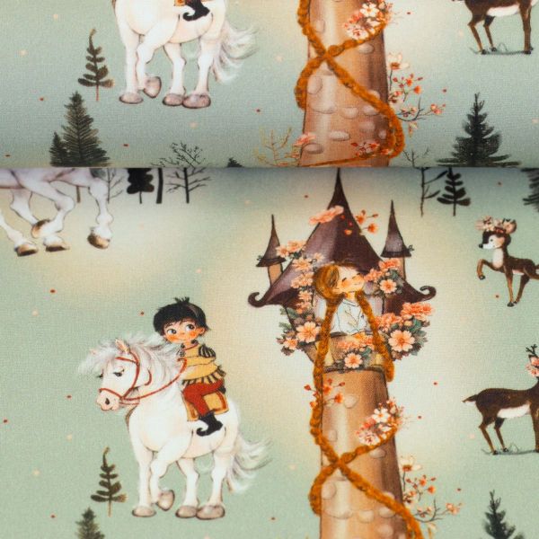 Baumwolle Märchen Rapunzel dusty green - Serie Fairy Tale von Swafing