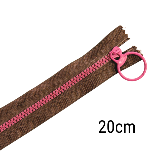 Reißverschluss Color Pop 20cm lang braun pink für Taschen & Mäppchen