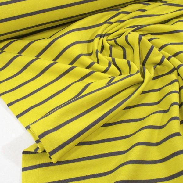 Sommersweat mit Streifen lime grau - French Terry Yarn Dyed