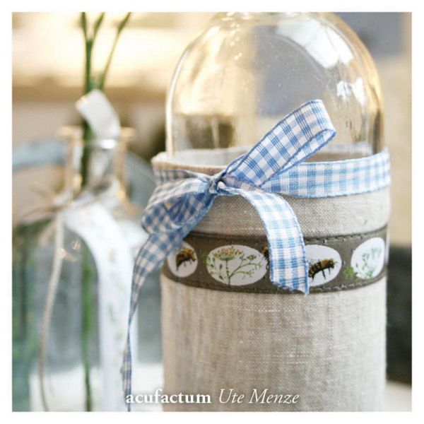 Webband mit Bienen und Kräutern - Bienenglück - von Acufactum beige 16mm