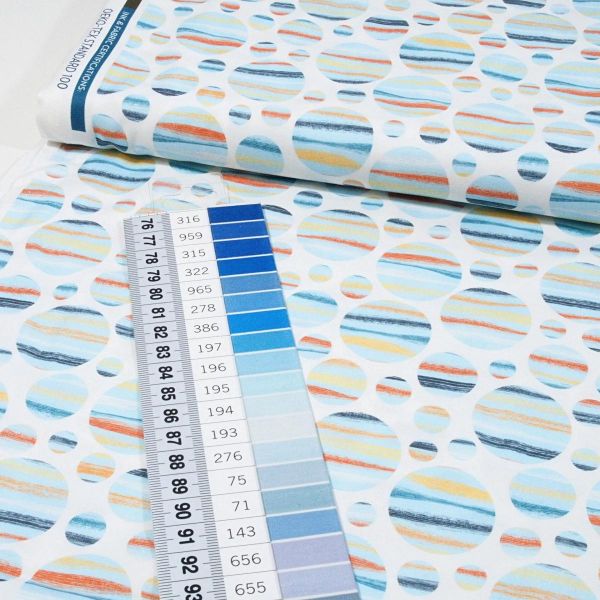 Baumwolle Kreise Blubber Blasen hellblau bunt maritim - Crabbies Bubbles