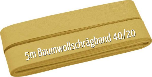 5m Schrägband aus Baumwolle senf gelb - Baumwollschrägband 40/20/10