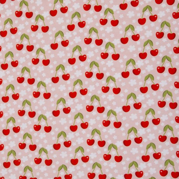 Baumwolljersey Kirsche rosa mit Blüten – JaTiJu für Swafing