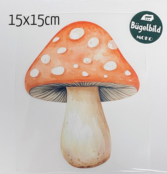 Bügelbild großer Fliegenpilz rot 15x15