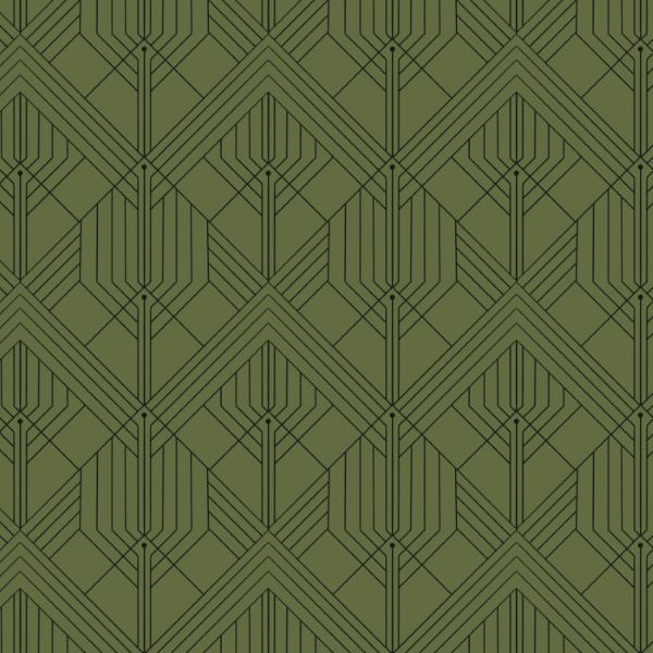 Bio Baumwollstoff Art Déco Olive – Serie Marsh Havens von Cloud9