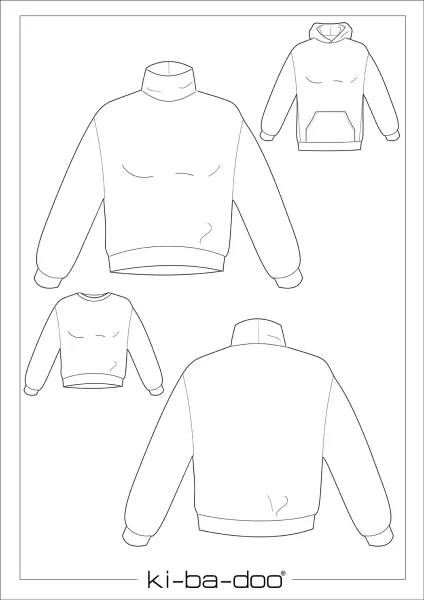 Schnittmuster Sweater Zuri von KiBaDoo - oversized Cropped Hoodie in 2 Längen