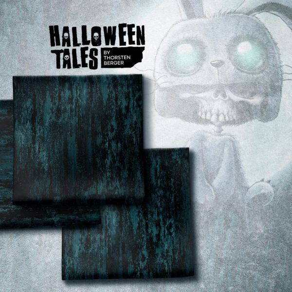 Sweat mit Struktur Druck petrol - Halloween Tales Kombi Monster French Terry by Thorsten Berger