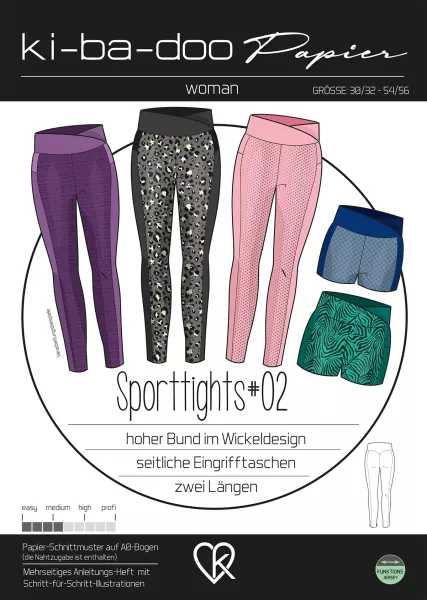 Schnittmuster SPORT Tights #2 Leggings in 2 Längen von KiBaDoo Gr. 30-56