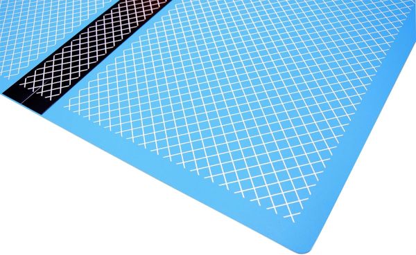 faltbare Schneidematte S 45x30cm (A3) hellblau von Prym Omnigrid - zusammengefaltet A4