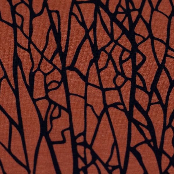 Jersey Kritzel Abstrakt rost rotbraum – Veta von Käselotti by Swafing