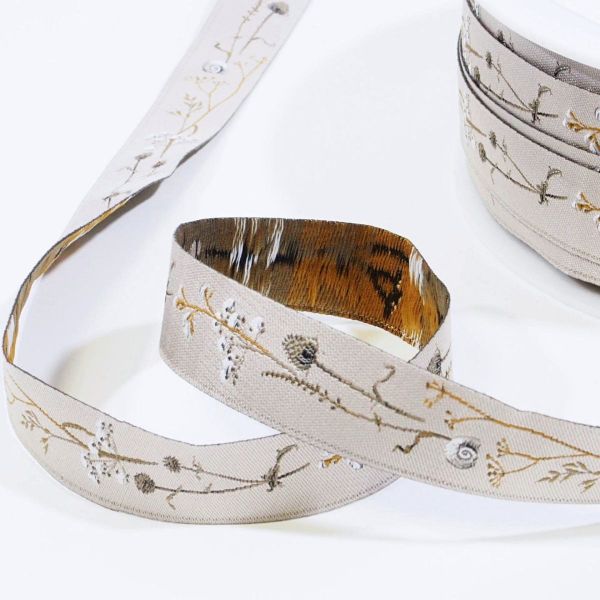 Webband mit Gräsern - Wintergras - von Acufactum beige 16mm