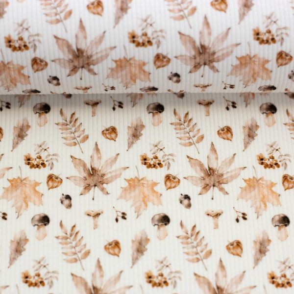 Rippjersey Herbst Blätter Pilze – Serie Mia von Swafing