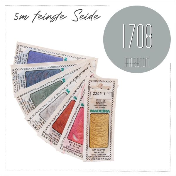 Stickgarn Madeira Silk grau 1708 - Sticktwist aus feinster Seide zum Sticken und Applizieren