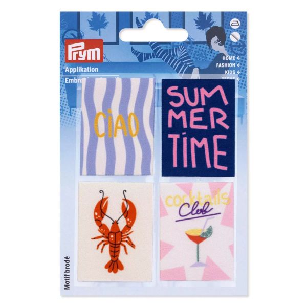 Bügelbilder Set CIAO SUMMERTIME Cocktail Club - 4 Applikationen zum Aufbügeln