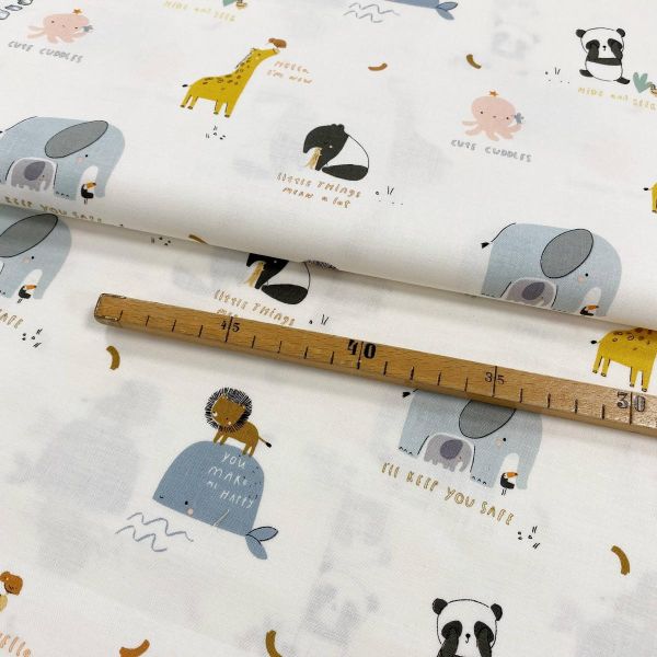 Baumwollstoff Little Things Main Creme – Riley Blake kleine Tiere