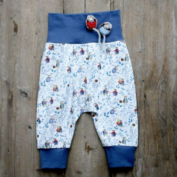 Acufactum Jersey Mauseblau - kleine Winter Mäuse blau bunt - Baumwoll Interlock Jersey