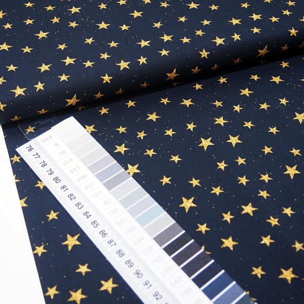 Baumwolle Sterne schwarz gold - Winter Weihnachten Christmas Stars