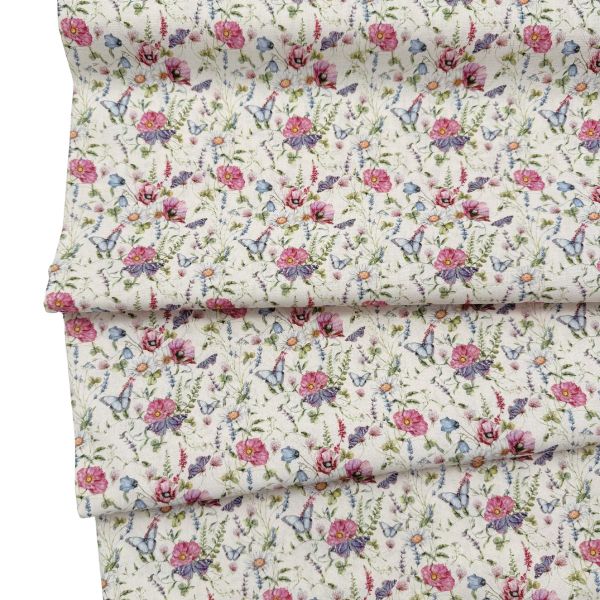 Baumwolle Schmetterlinge Blumenwiese - Serie Florenz von Westfalenstoffe