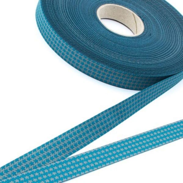 Webband Mini Staaars Sterne petrol grau – 1,5cm breit von Farbenmix