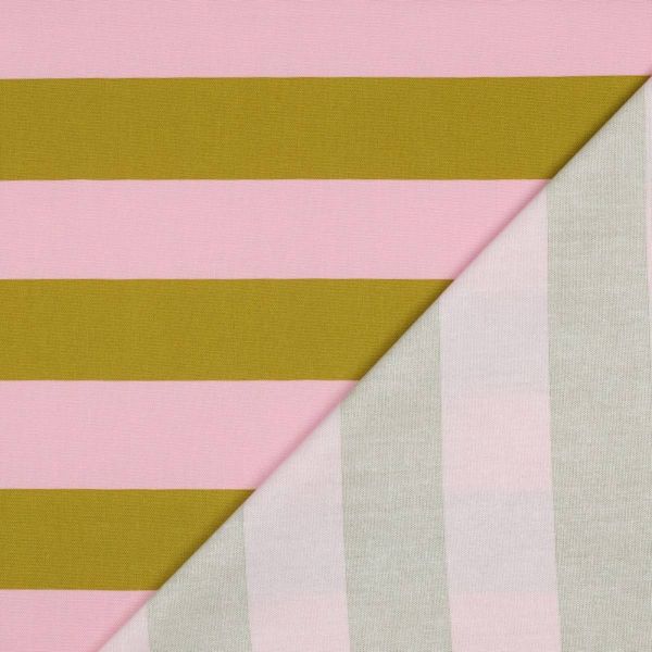 Baumwolle Canvas breite Streifen rosa ocker – Dekostoff für Taschen & Kissen Blockstreifen