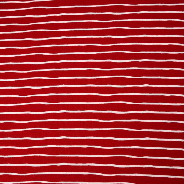 Bio Baumwolljersey Good Vibes kirsche – Streifen in rot von Stoffonkel