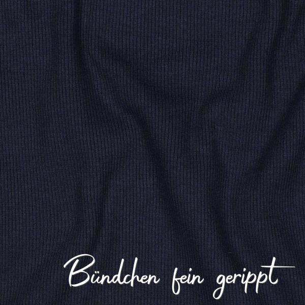 Bio Strickbündchen dunkelblau – fein geripptes Bündchen 2x2 Organic Rib Tube navy