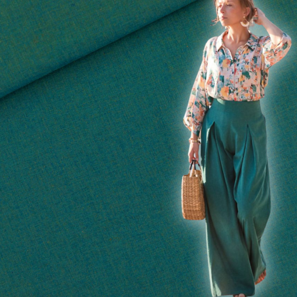 edler Leinen Viskose Mix uni petrol von See You At Six