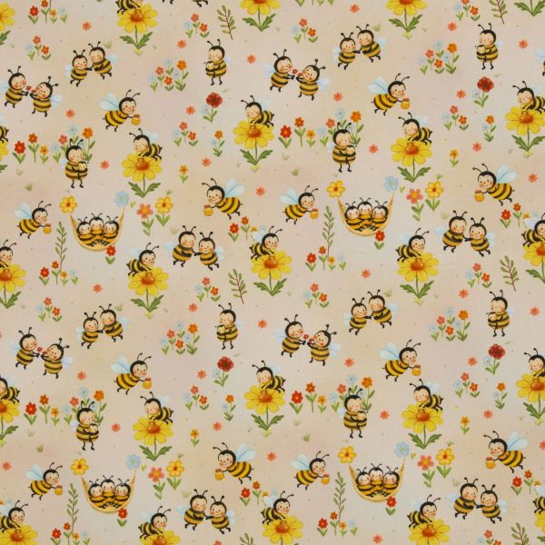 Baumwollstoff TIM Bienen & Blumen – Webware von Swafing