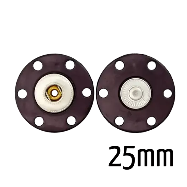 Druckknopf schwarz 25 mm zum Annähen Polyamid Metall
