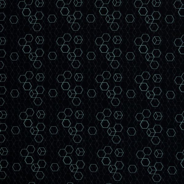 Baumwolle Hexagone Quader schwarz petrol - Cotton Hitech by Swafing