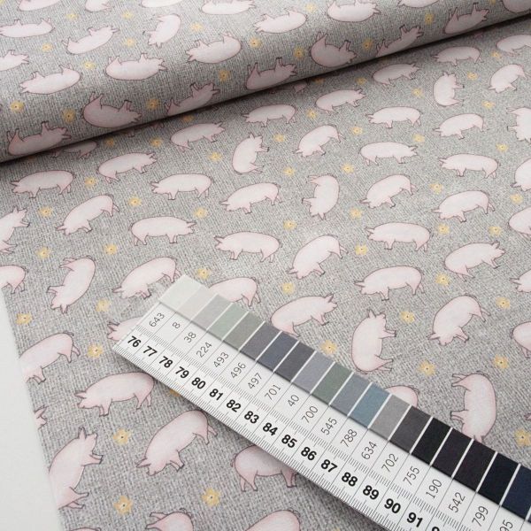 Baumwolle Schweine Bauernhof grau – Farm Fresh by Jessica Flick