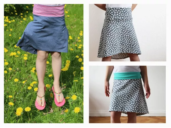 Schnittmuster Kids EVA • Jerseyrock mit Krempelbund von Studio Schnittreif • Gr. 110/116 bis 146/152