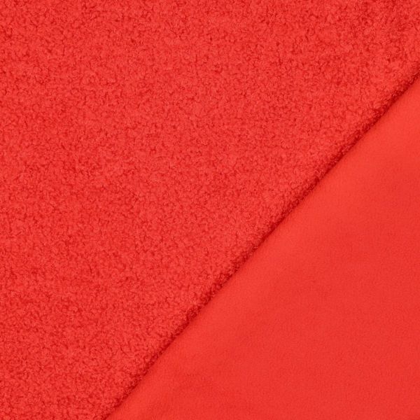 Teddy Bouclé Doubleface Fleece – leuchtendes Rot – flauschiger Stoff für Jacken & Winteraccessoires