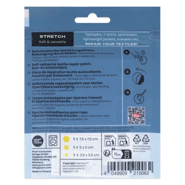 Prym x FabPatch Stretch Reparaturflicken gelb 3 Stück