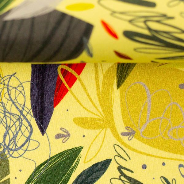 Sweat mit großem Blütenmuster abstrakt gelb bunt - French Terry Femke von Swafing