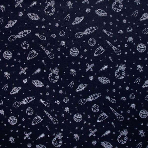 Softshell Raketen Weltall Ufo dunkelblau Reflektor Magic – reflektiert Licht im Dunkeln
