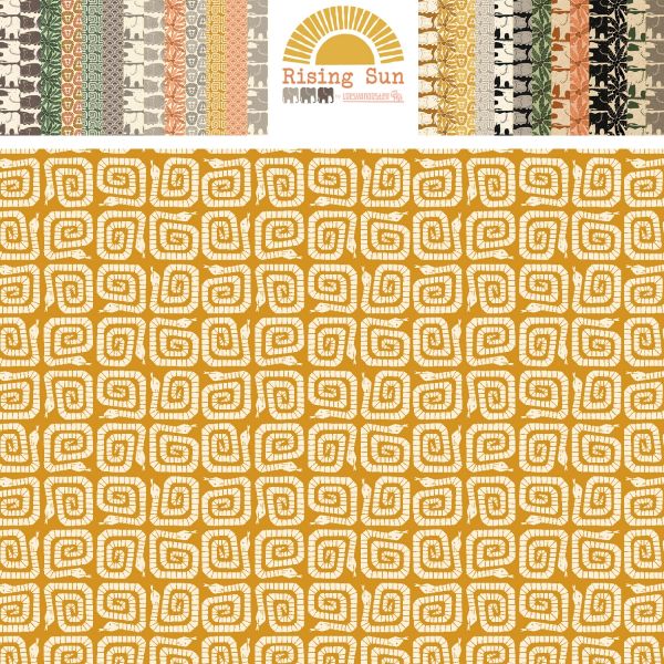 Retro Baumwolle Schlangen senf gelb natur Serie Rising Sun von Cotton Steel