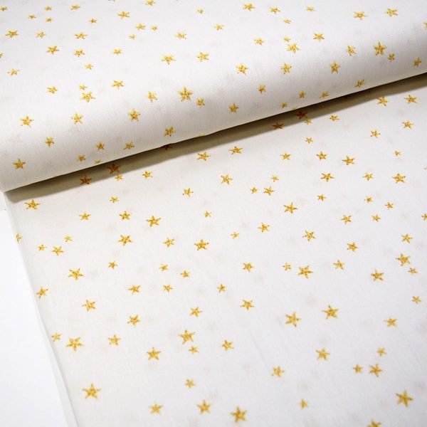 Baumwolle Sterne creme weiß gold - Winter Weihnachten Christmas Stars
