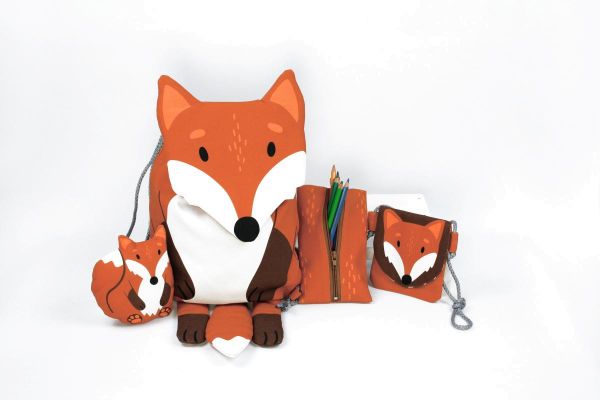 DIY Nähset Turnbeutel Fuchs von Käselotti - Tierbeutel Panel 75x150cm