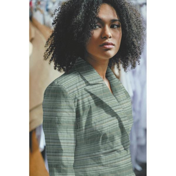 Baumwolle Viskose Chambrey Streifen gün – doubleface Yarn Dyed olive