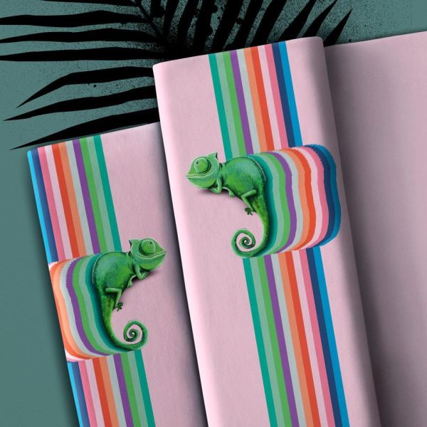 Modal Sweat Chamäleon Regenbogen rosa - Hamaeleon Camillo von Thorsten Berger – 85cm Panel French Te