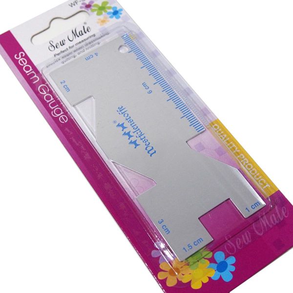 Saumlineal 4x10cm aus Aluminium – Sew Mate Seam Gauge Westfalenstoffe