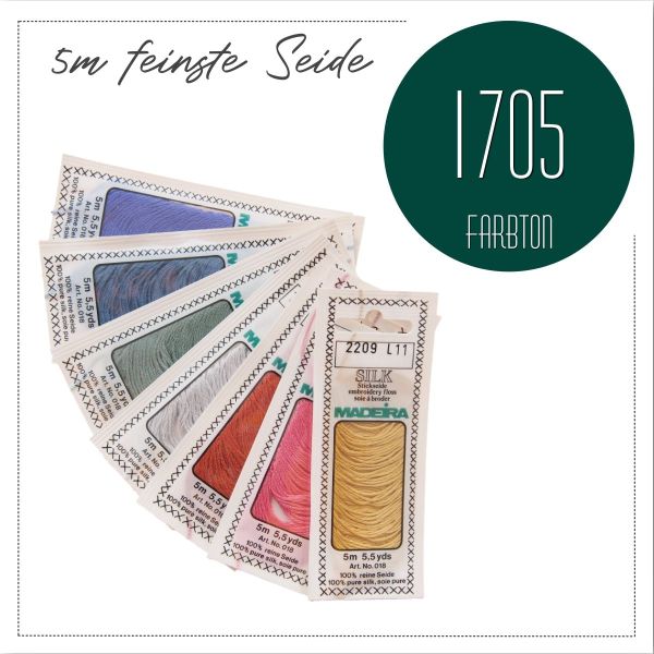Stickgarn Madeira Silk dunkelgrün 1705 - Sticktwist aus feinster Seide zum Sticken und Applizieren