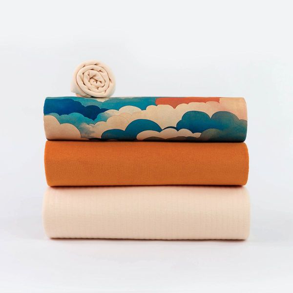 French Terry mit Wolken in orange petrol - Cool Clouds 150cm breit von See You At Six