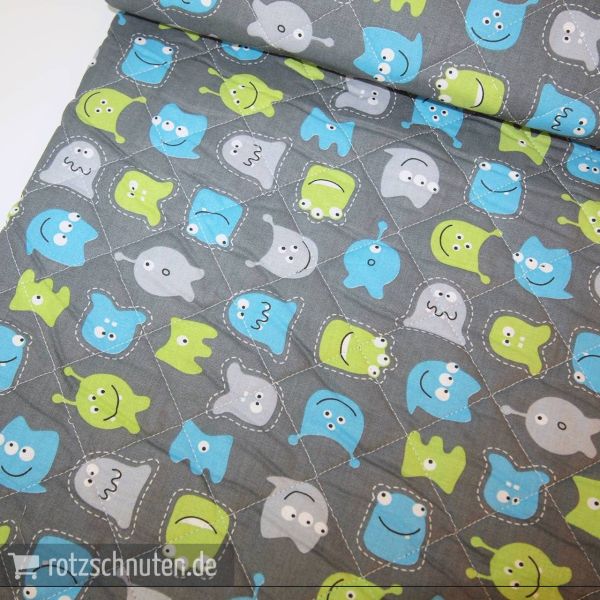 Stepper Baumwolle - Kleine Monster grau – doubleface