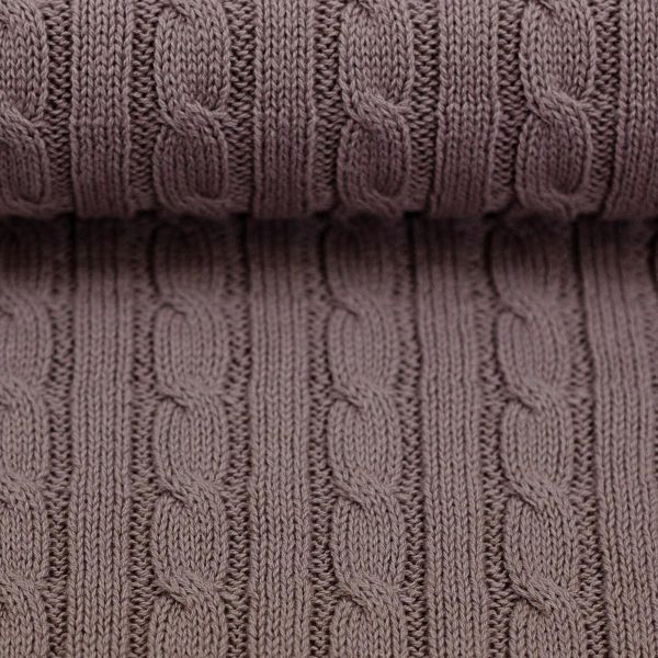 Weicher dicker Strickstoff mit Zopfmuster altrosa – Baumwollstrick Sophie von Swafing