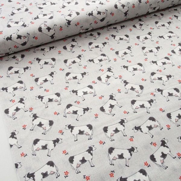 Baumwolle Kühe Bauernhof grau – Farm Fresh by Jessica Flick