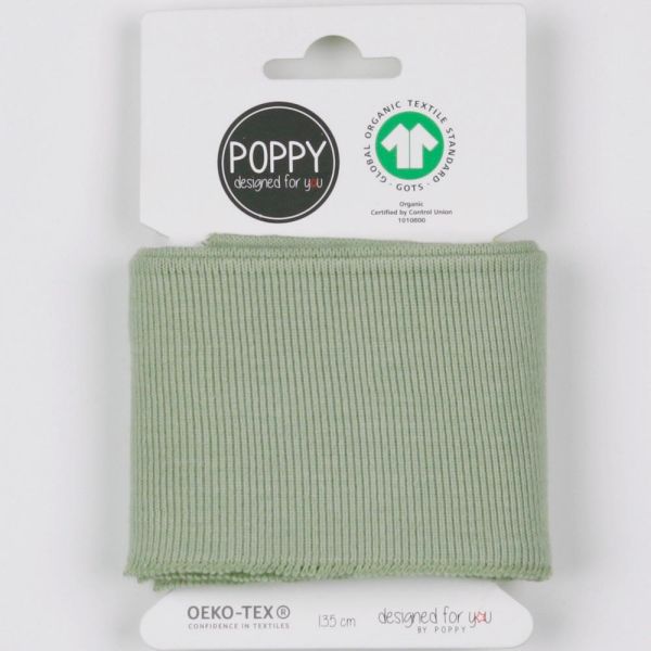 Cuffs Bündchen uni dusty green sage für Hoodie & Co - 7cm hoch 135cm lang