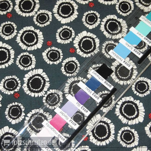 Bio Baumwolle Blüten Marienkäfer dunkelgrün - Popeline NIDO von C.Pauli