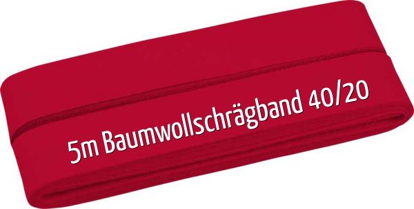 5m Schrägband aus Baumwolle kirschrot - Baumwollschrägband 40/20/10
